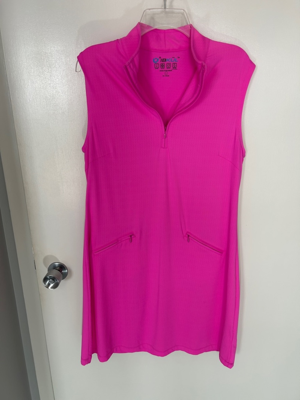IBKUL Hot Pink Dress - Sleeveless, for Tennis /Golf / Pickleball /Sports , Large